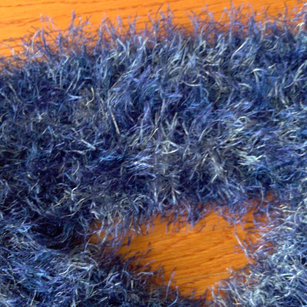 Hand Made Hand Knit Winter Blue Scarf - Picture 6 of 6
